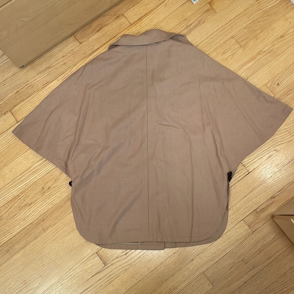 Halogen Wool Camel Colored Poncho With Black Pipi… - image 5